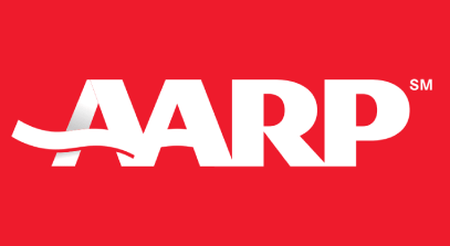 Partial logo of AARP on a red background.