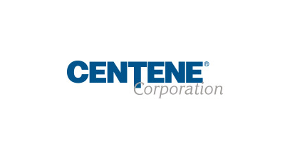 Blue and gray Centene Corporation logo on white background.