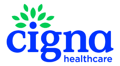 Logo with blue text and green leaves representing health.